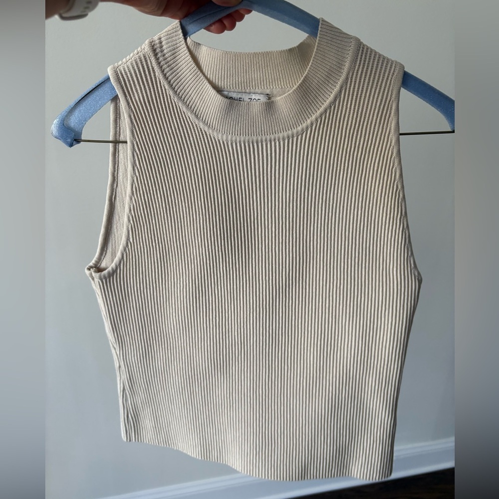 Rachel Zoe Cream Ribbed Sweater Tank